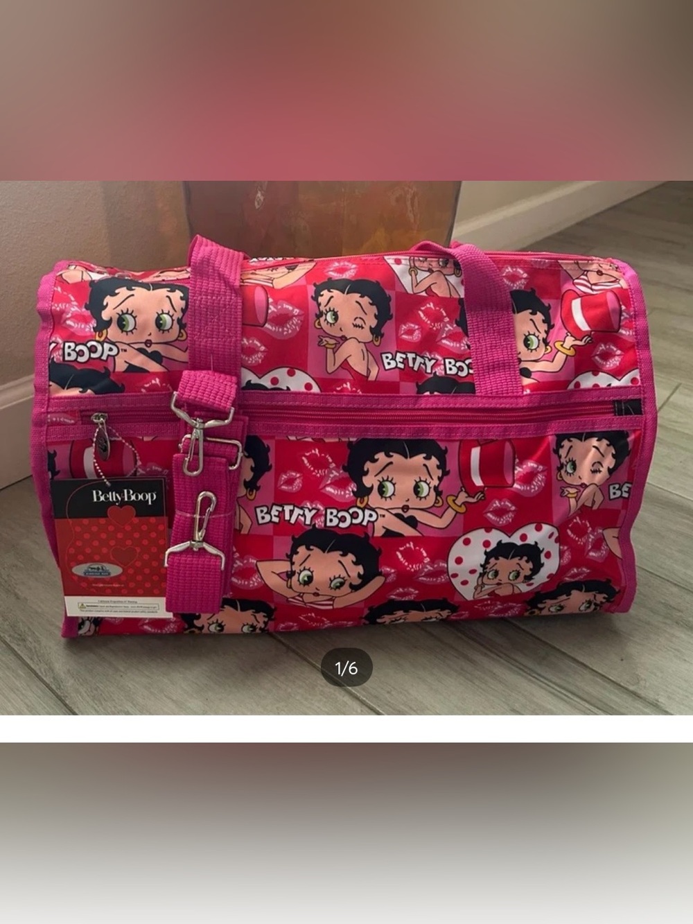 Betty Boop Hot Pink Printed Travel Duffel